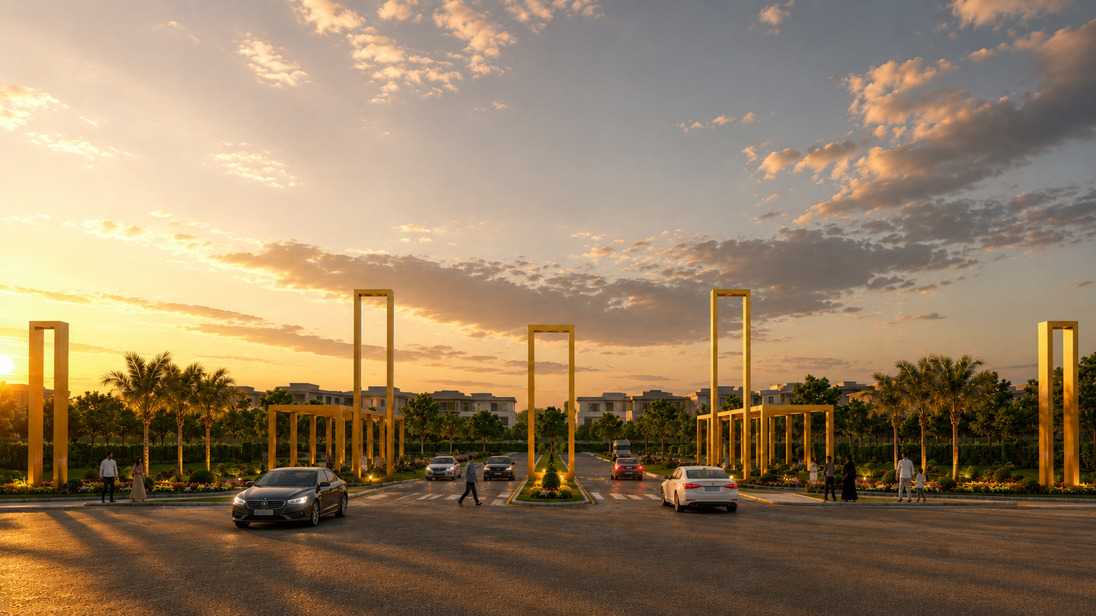 Conceptual sunset view of the Nova Enclave entrance